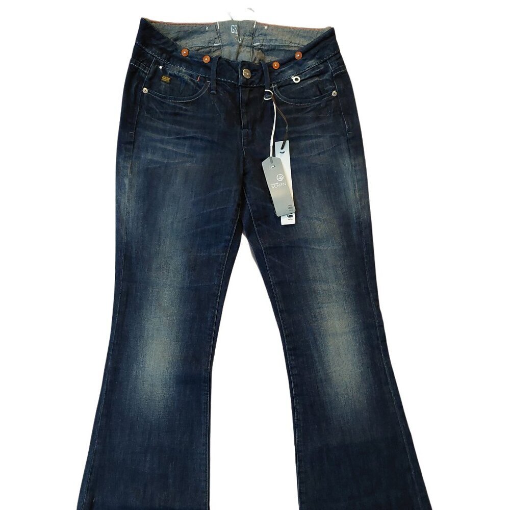 Retro Vintage G-Star Abby Flare Bootcut Medium Age Blue Denim Jeans Sz 27 NWT - Picture 4 of 14